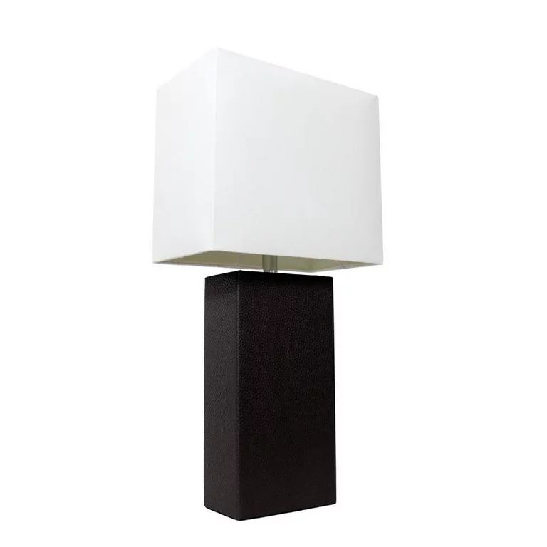 Elegant Designs Modern Leather Table Lamp with White Fabric Shade | Walmart (US)