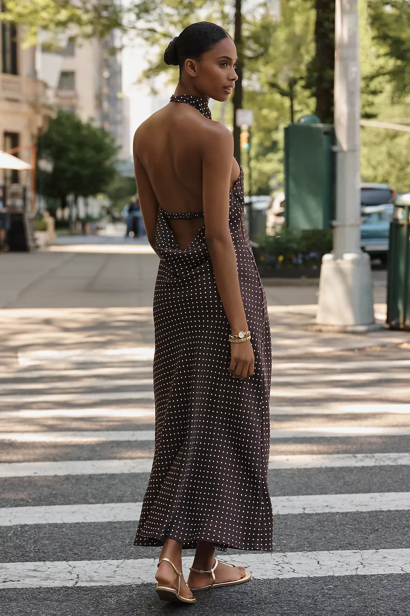 Maeve Jamie Satin Halter Midi Dress | Anthropologie (US)