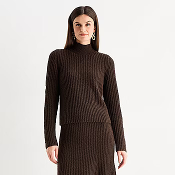 new!Worthington Womens Mock Neck Long Sleeve Pullover Sweater | JCPenney