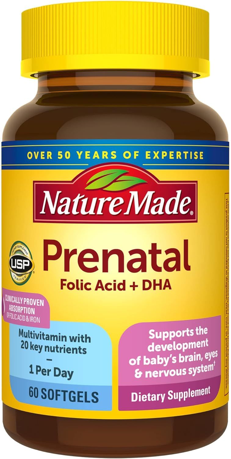 Nature Made Prenatal with Folic Acid + DHA, Prenatal Vitamin and Mineral Supplement for Daily Nut... | Amazon (US)