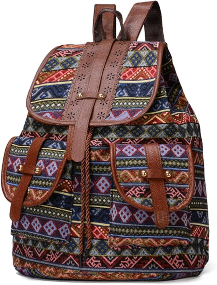 QQYG Women's Backpack Boho Ethnic Backpack Large Capacity Travel Backpack Shoulder Bag | Amazon (UK)