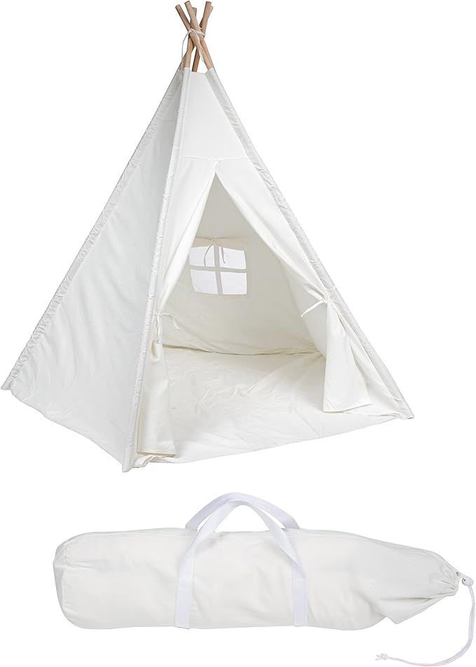 6'  Giant Teepee Play House of Pine Wood with Carry Case by Trademark Innovations (White) (Renewe... | Amazon (US)