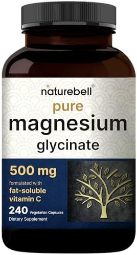 Naturebell Pure Magnesium Glycinate 500mg, 240 Veggie Capsules | 100% Chelated & Purified – 3rd... | Amazon (US)