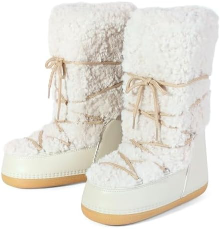 Fuzzy Fur boots for Women - Furry Winter Snow Boots Fluffy Waterproof Mid Calf Boots For Outdoor ... | Amazon (US)