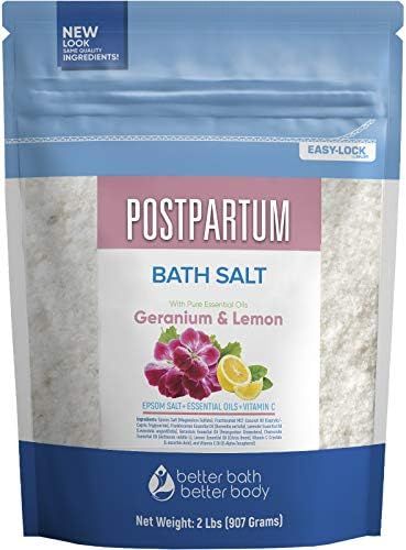 Postpartum Sitz Bath Salt 32 Ounces Epsom Salt with Natural Frankincense, Lavender, Geranium, Cha... | Amazon (US)
