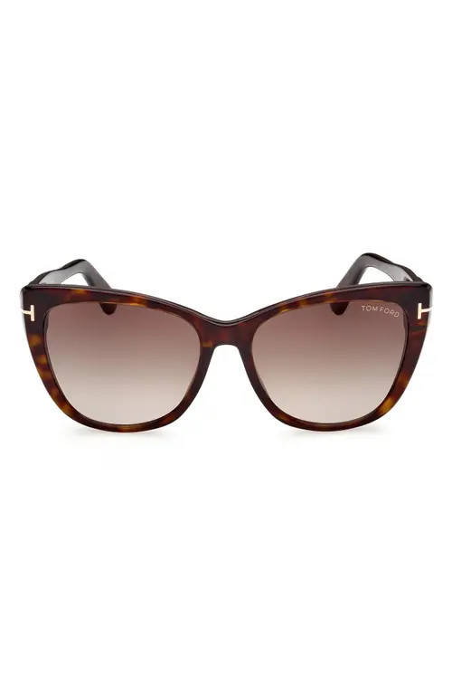 TOM FORD Nora 57mm Gradient Cat Eye Sunglasses in Dark Havana /Gradient Roviex at Nordstrom | Nordstrom