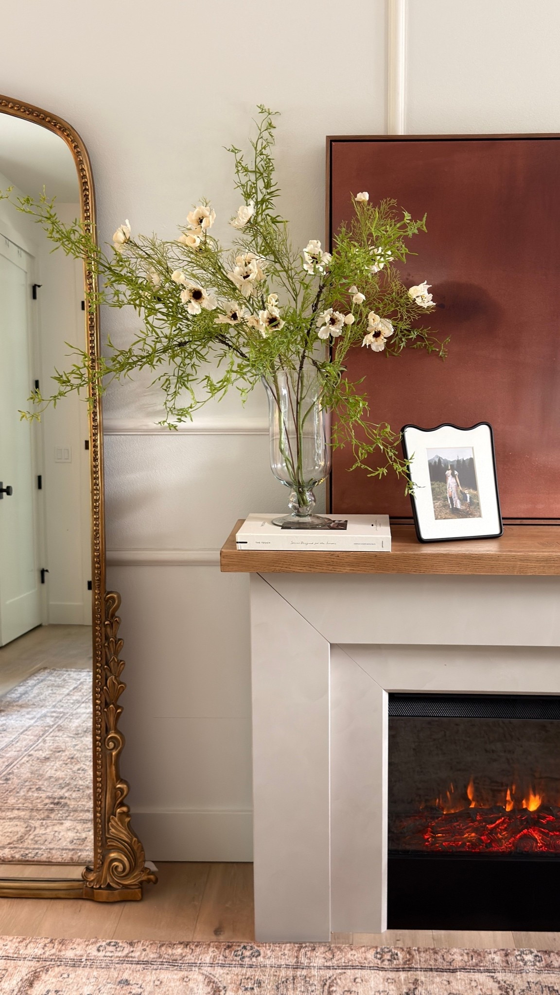 Faux stems and fireplace moment