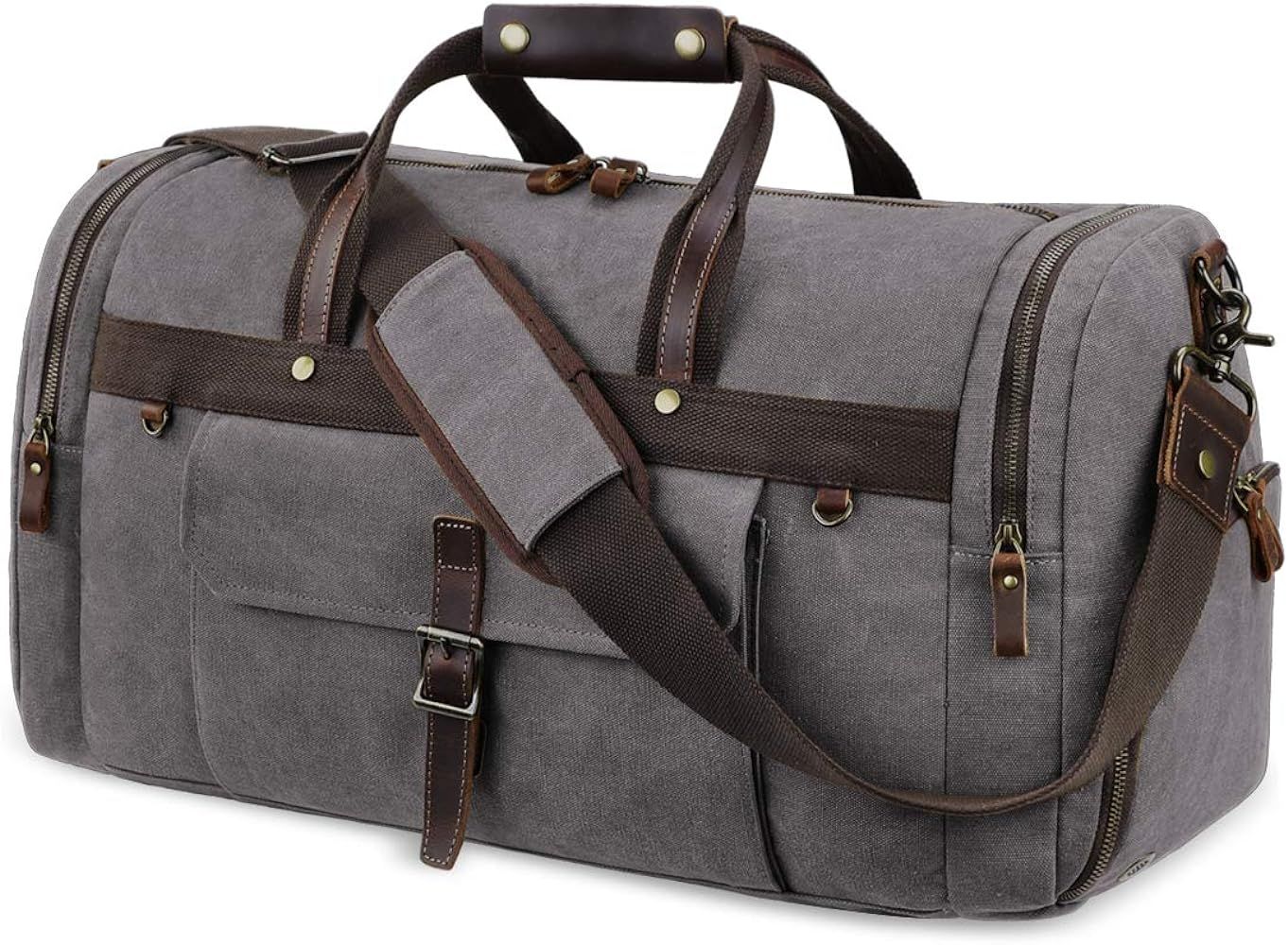 Travel Duffel Bag Waterproof Duffle Bags for Men Oversized Genuine Leather Carryon Weekend bag Canva | Amazon (US)
