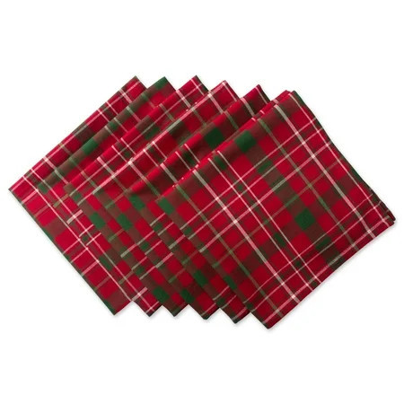 DII Modern Style Cotton Tartan Holly Plaid Napkin in Red (Set of 6) | Walmart (US)