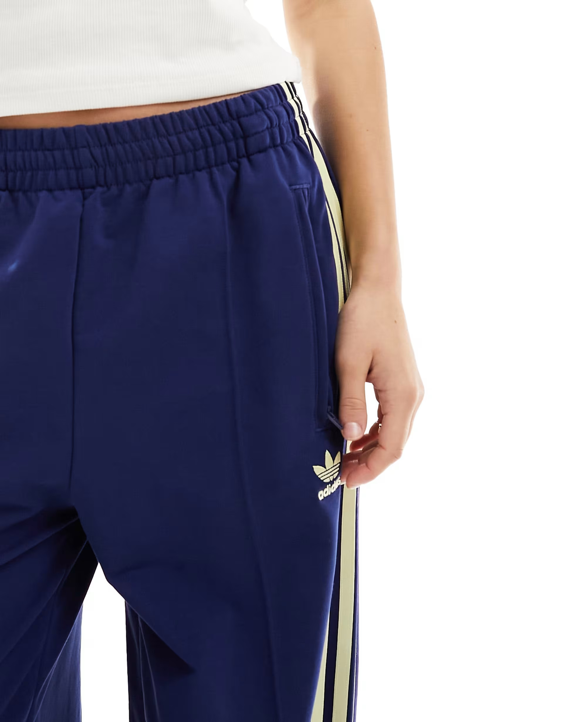 adidas Originals three stripe track pants in navy and yellow | ASOS (Global)
