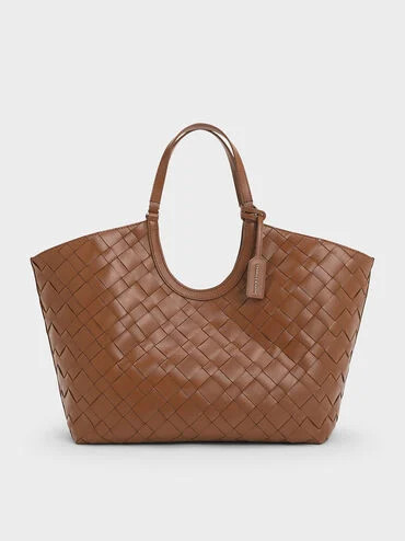 Chocolate Ivette Woven Tote Bag | CHARLES & KEITH UK | Charles & Keith UK