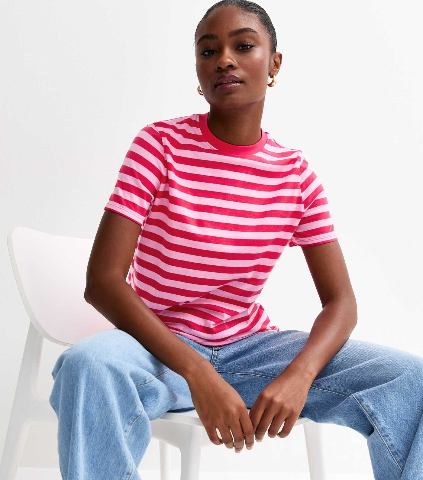 Pink Cotton Striped T-Shirt | New Look | New Look (UK)
