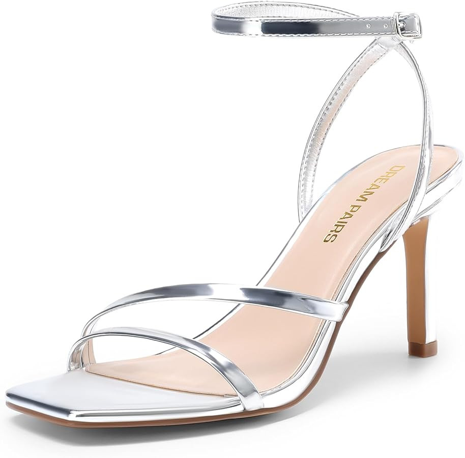 DREAM PAIRS Women’s High Stilettos Heels Open Toe Square Sandals Ankle Strap Pumps Sexy Comfort... | Amazon (US)