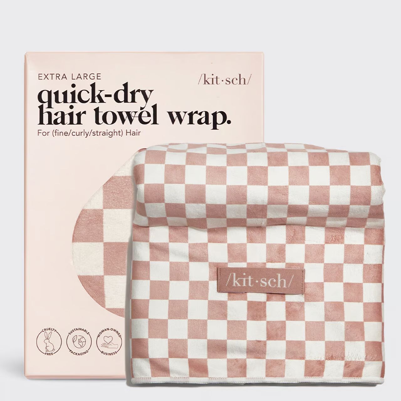 XL Quick-Dry Hair Towel Wrap - Checker | Kitsch
