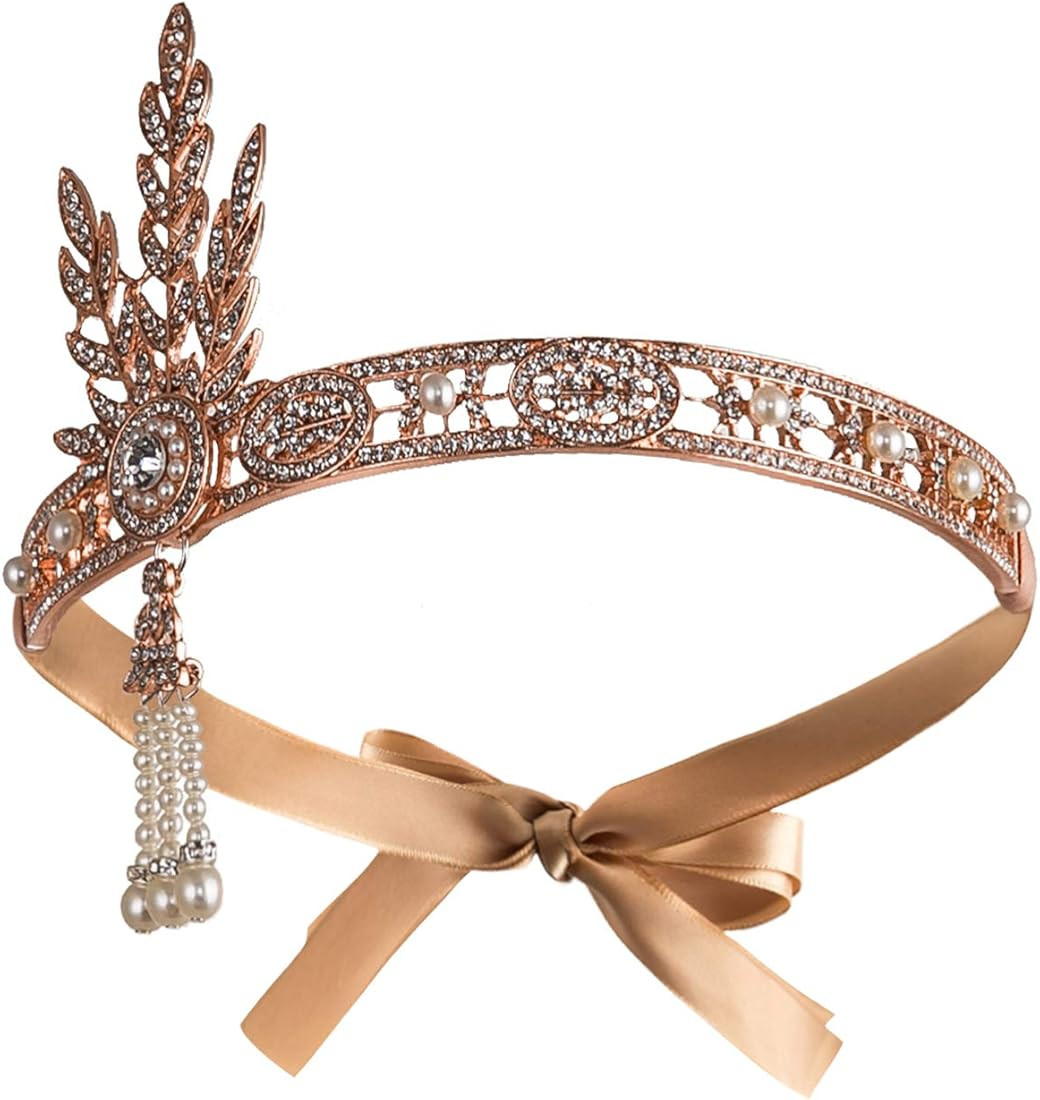 Metme Flapper Headband Bling Rhinestone Pearl Wedding Headpiece 1920s Gatsby Themes Party Accesso... | Amazon (US)