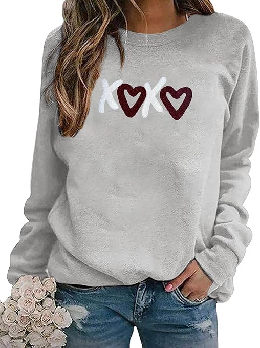 Valentines Day Sweatshirts for Women Love Chenille Heart Embroidered Sweatshirt Valentines Day Gi... | Amazon (US)