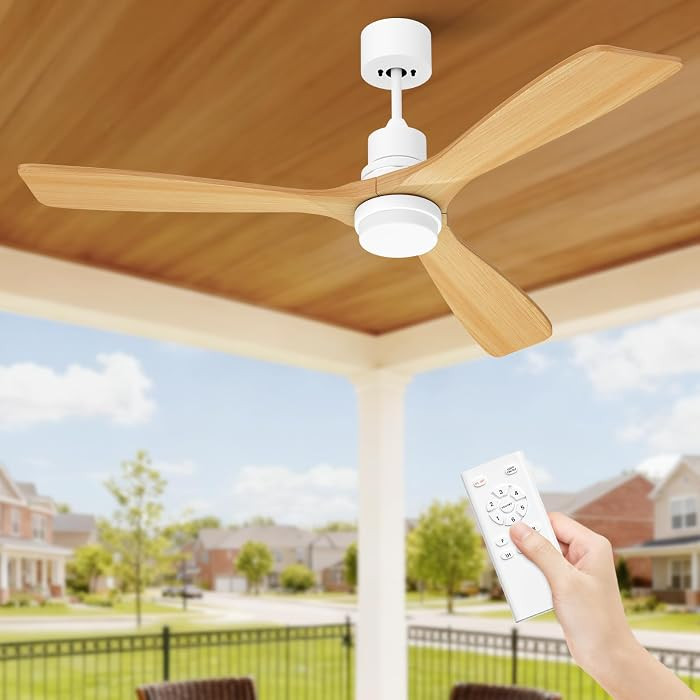 Obabala Ceiling Fan with Light 52 in Outdoor Ceiling Fans with Light and Remote, Modern 3 Wooden ... | Amazon (US)