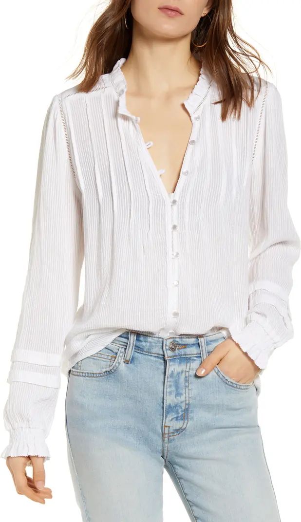 Faherty Willa Button Front Peasant Blouse | Nordstrom | Nordstrom