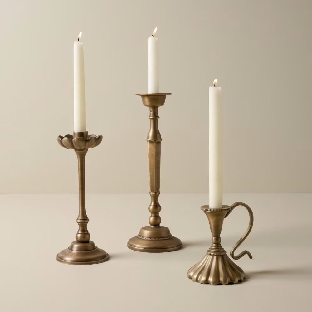 Anna Antique Brass Taper Holder | Magnolia