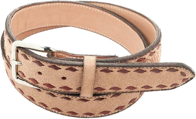 Texas Saddlery Western Belt – Rough Out Buckstitch Belt | 1.5 Inch Width | Tan Leather Belt | Q... | Amazon (US)