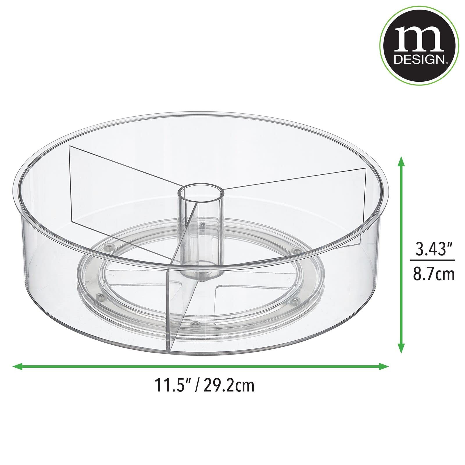 mDesign Lazy Susan Turntable Divided Spinner for Kitchen/Bathroom, Pantry, Fridge, Cupboards Orga... | Amazon (US)