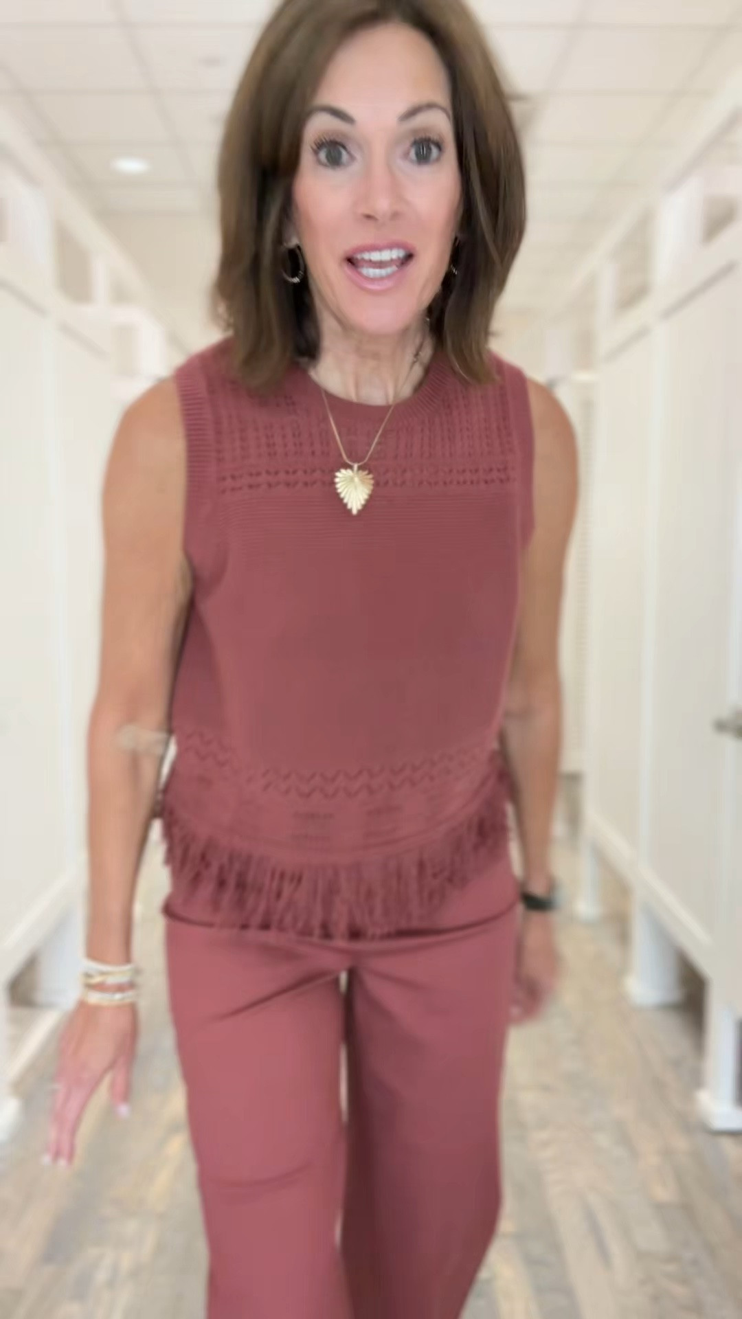 Fringe sweater - large 
Pants - size 6 regular 

Workwear 
Summer outfit 
Sunday style

#LTKMidsize #LTKSaleAlert #LTKWorkwear