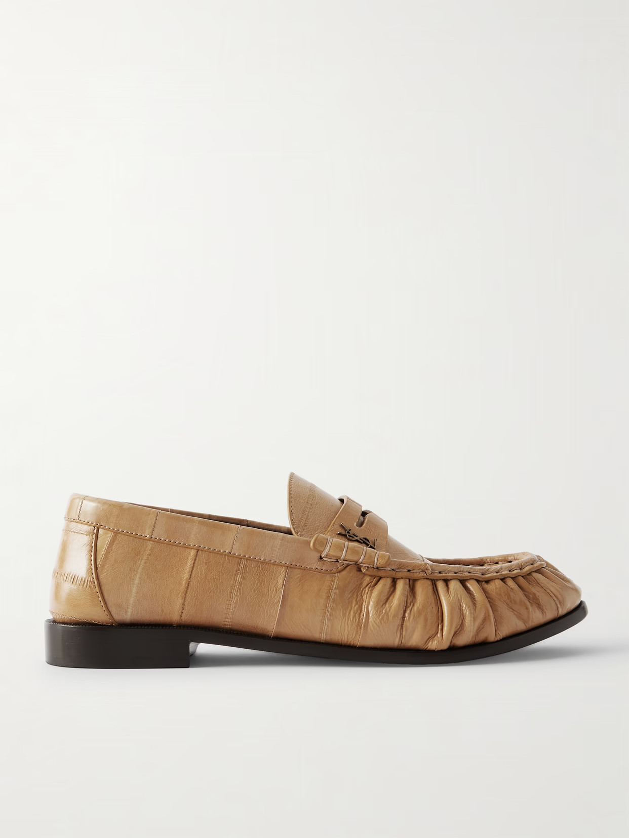 SAINT LAURENT - Le Loafer Eel Loafers - Neutrals | NET-A-PORTER (US)