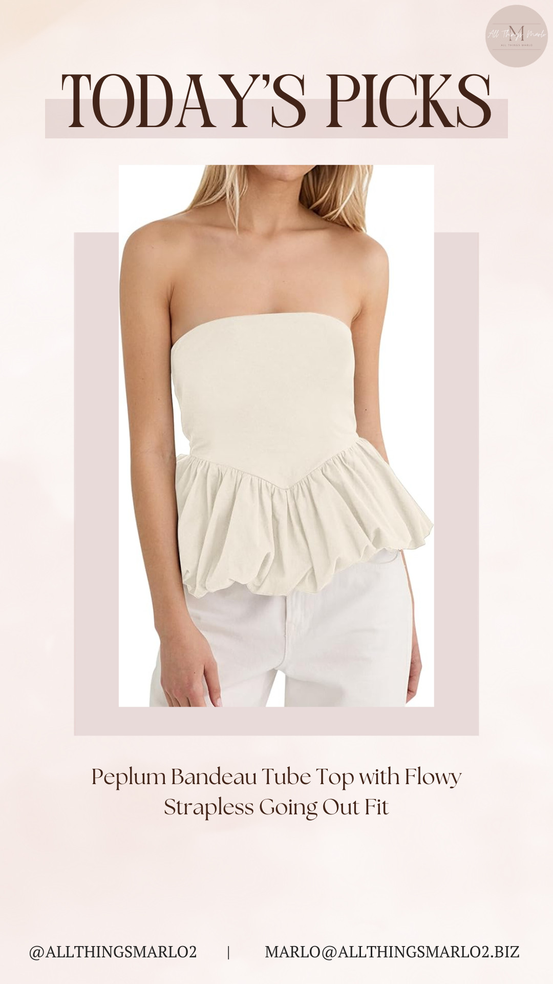 Peplum Bandeau Tube Top with Flowy Strapless Going Out Fit 

 #LTKSeasonal #LTKWorkwear #LTKTravel