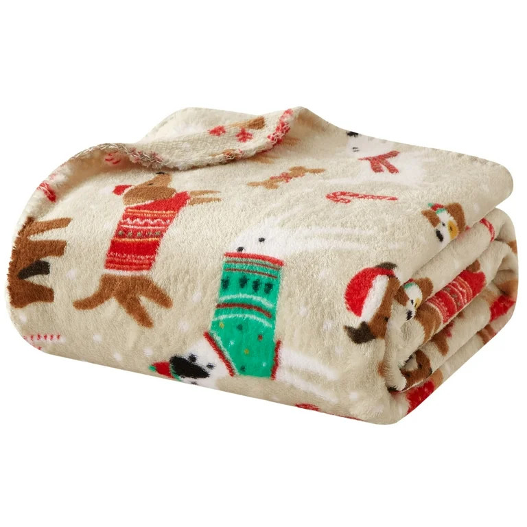Holiday Time Holiday Dogs Plush Throw Blanket | Walmart (US)
