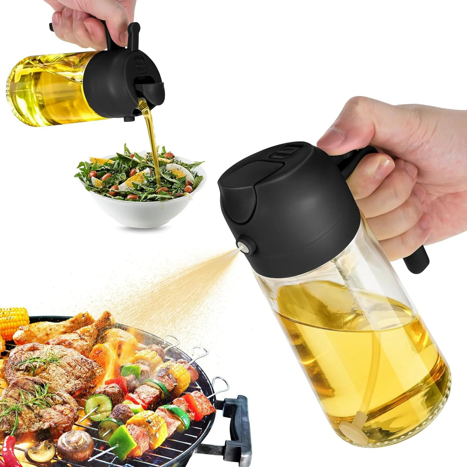 2 in1 Olive Oil Dispenser and Oil Sprayer 16oz Glass Bottle | Bed Bath & Beyond