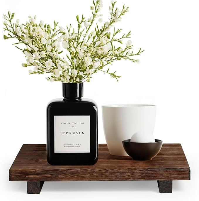 (12 x 7 Inch) Wood Riser Soap Tray, Rustic Wood Pedestal Stand Tray Soap Dish Holder for Kitchen ... | Amazon (US)