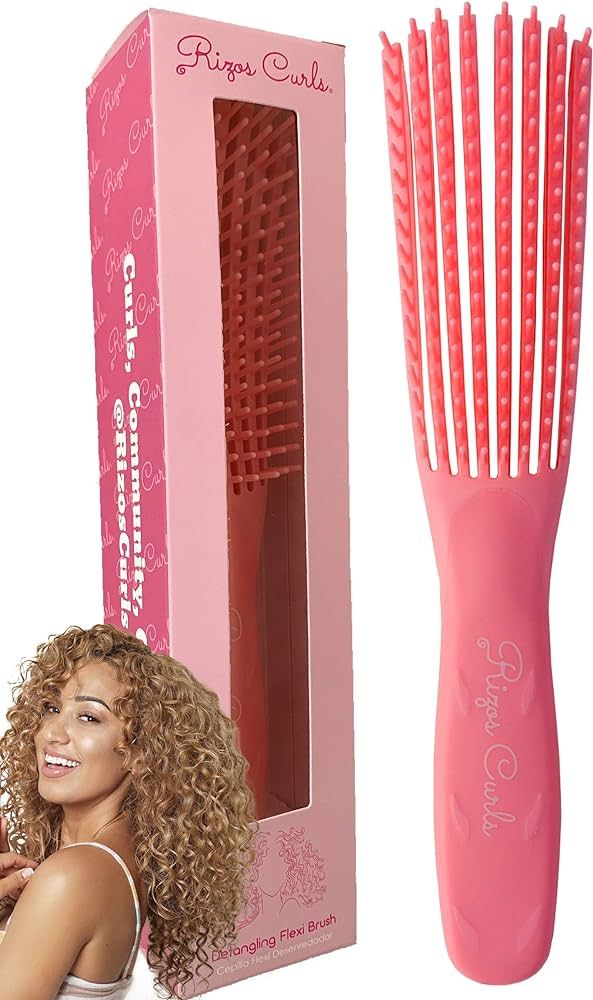 Rizos Curls Pink Detangling Flexi Brush for Curly Hair, Flexible comb glides with curls to easily... | Amazon (US)