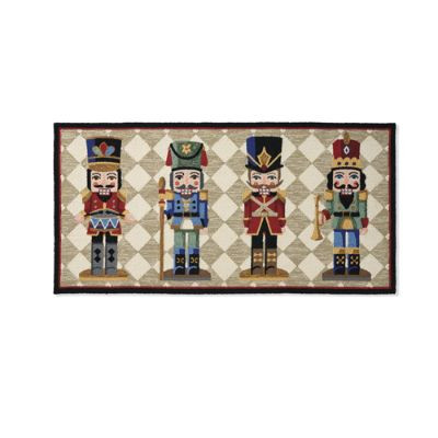 Checkered Nutcrackers Door Mat & Hand-Hooked Polypropylene for Indoor/Outdoor Use | Frontgate