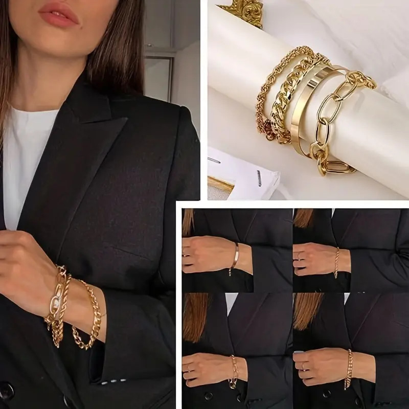 Golden Bracelets For Women Dainty Layered Chain Cuban - Temu | Temu Affiliate Program