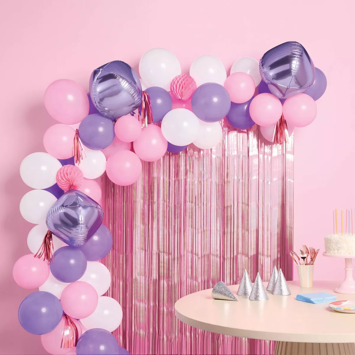 48ct Balloon Arch Garland Décor Kit with Backdrop Pink/Purple - Spritz™ | Target