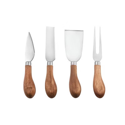 Twine 4 Piece Gourmet Cheese Knives for Soft & Hard Cheeses, Stainless Steel, Acacia Wood Handle, Charcuterie Board Accessories, Housewarming Gifts | Target