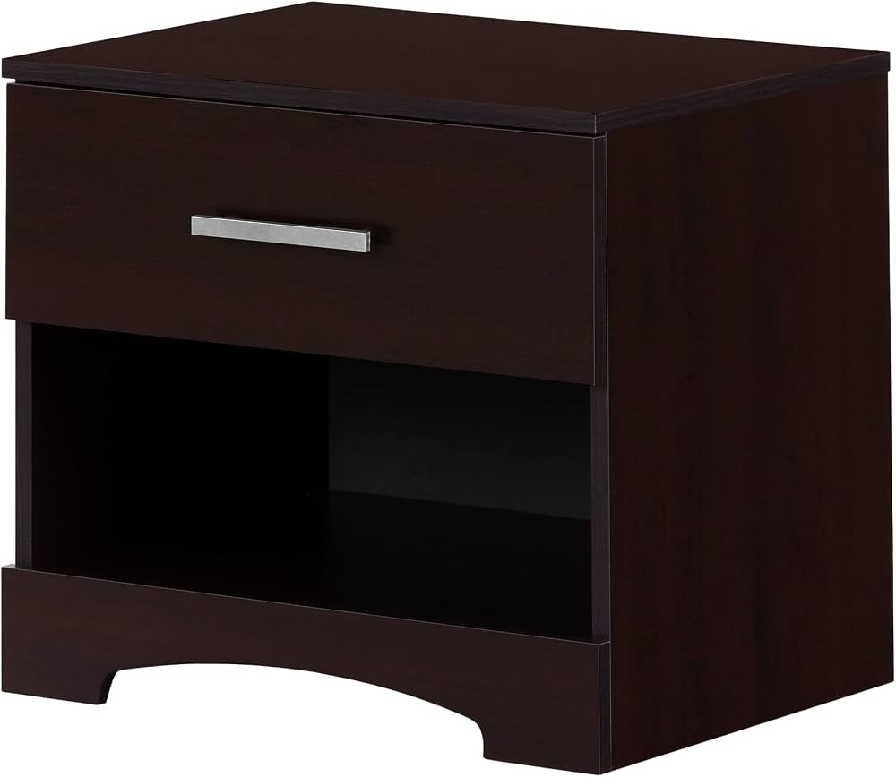 South Shore Gramercy 1-Drawer Nightstand-End Table with Storage, Chocolate | Amazon (US)