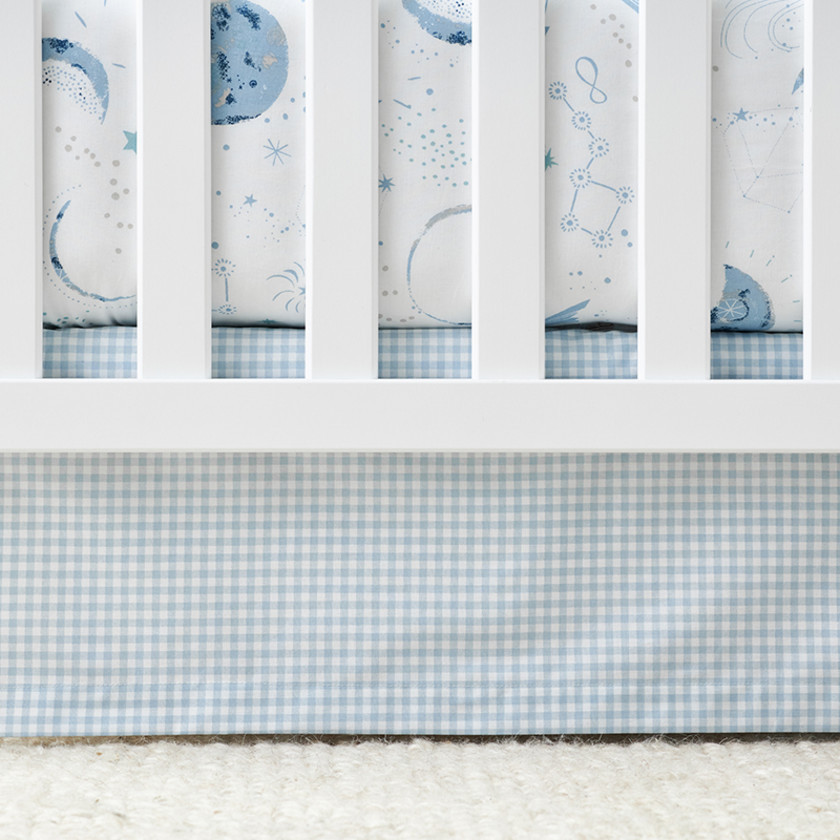 Ditsy Gingham Classic Cool Classic Cool Organic Cotton Percale Tailored Crib Skirt- Pink - Ditsy Gingham Pink, Size Crib, 28 In. X 52 In. + 16 | The Company Store | The Company Store