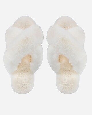 Memoi Beverly Fur Plush Slippers White Women's S | Express