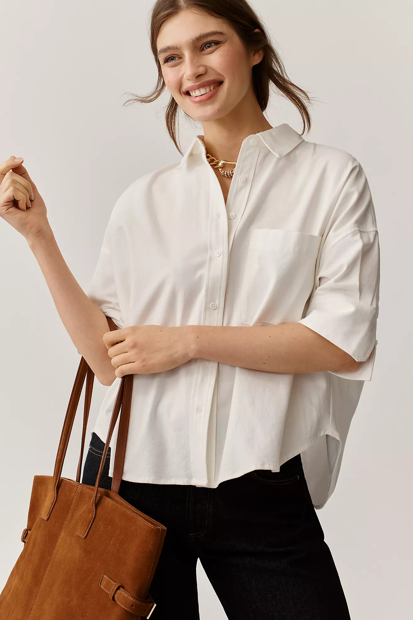The Mabel Boxy Oxford Shirt by Maeve | Anthropologie (US)
