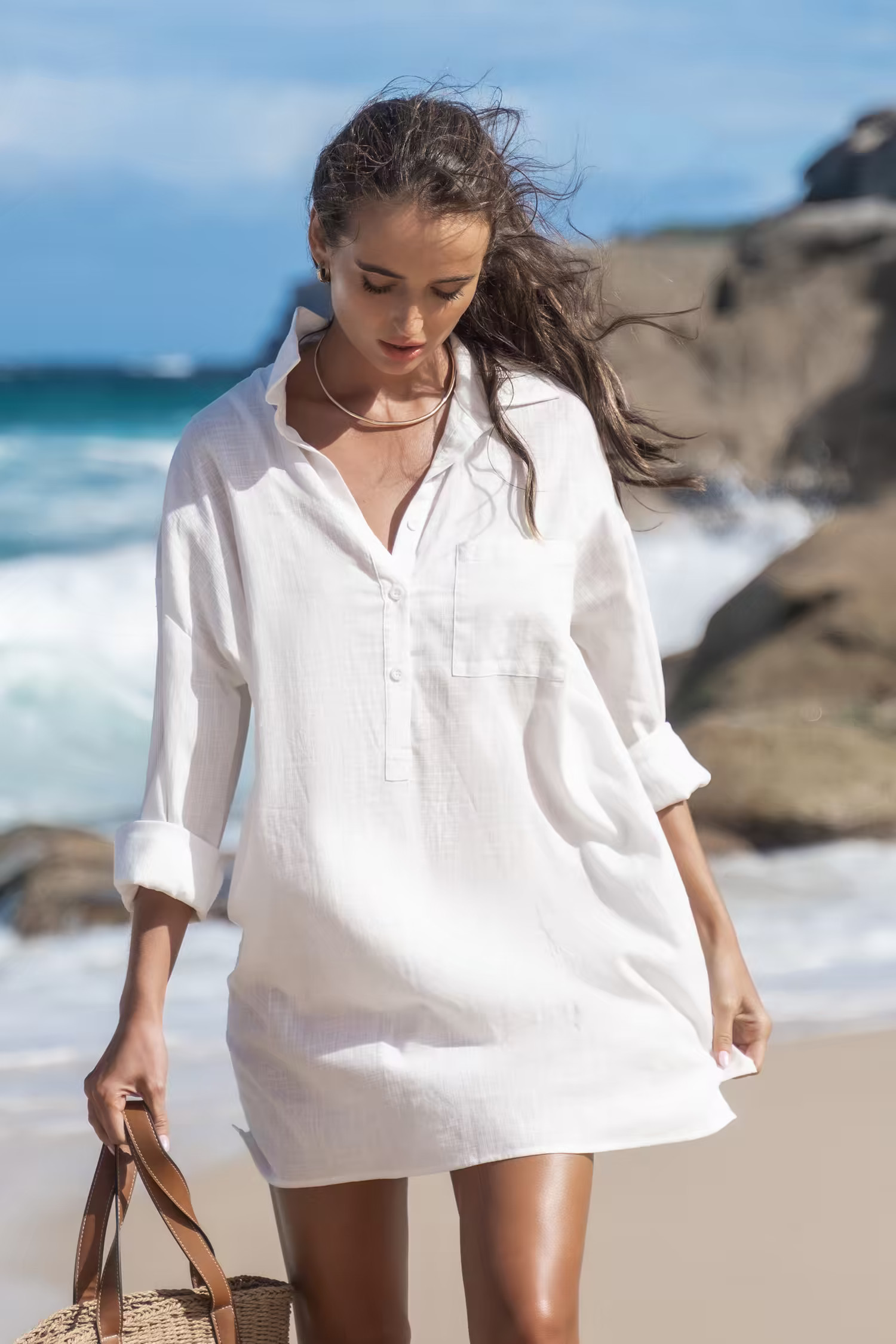 Buttoned Cover-Up Shirt Dress | Cupshe US
