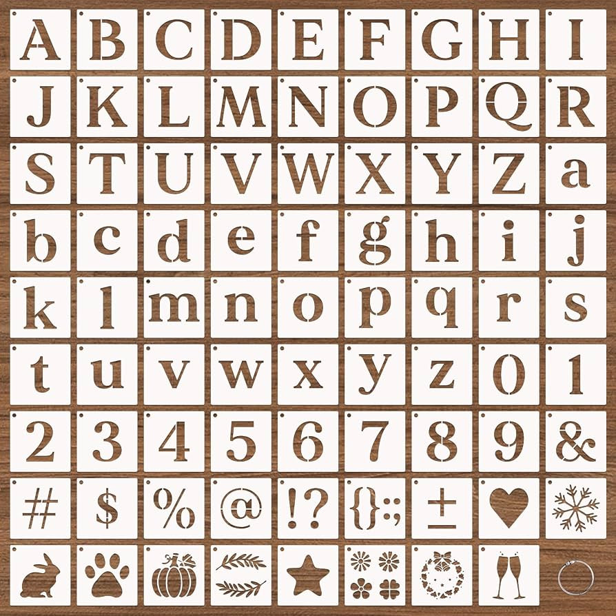 80 Pcs 3 x 3 Inch Alphabet Letter Stencils, Reusable Plastic Letter Number Symbol Drawing Templat... | Amazon (US)