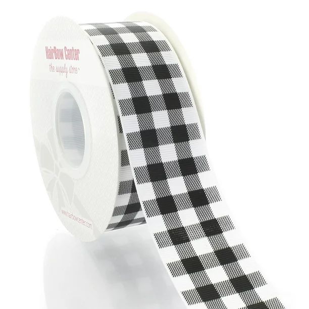 1.5" Black/White Buffalo Plaid Grosgrain Ribbon 25 Yards | Walmart (US)