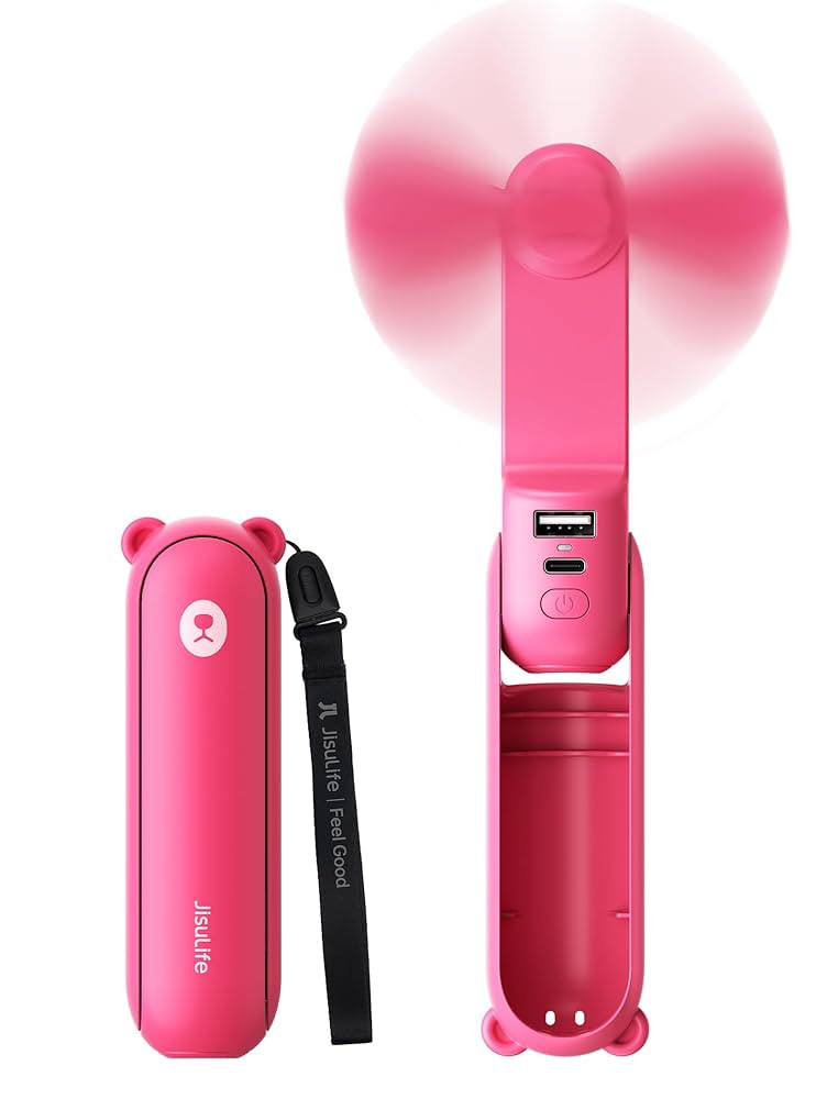 JISULIFE Handheld Mini Fan, 3 IN 1 USB Rechargeable Portable Fan [12-19 Working Hours] with Power... | Amazon (US)