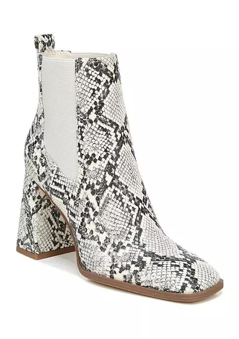 Polly Square Toe Block Heel Booties- Ivory Snake | Belk