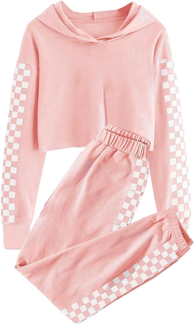 Meikulo Kids 2 Piece Outfits Girls Crop Tops Hoodies Long Sleeve Fashion Sweatshirts and Sweatpan... | Amazon (US)