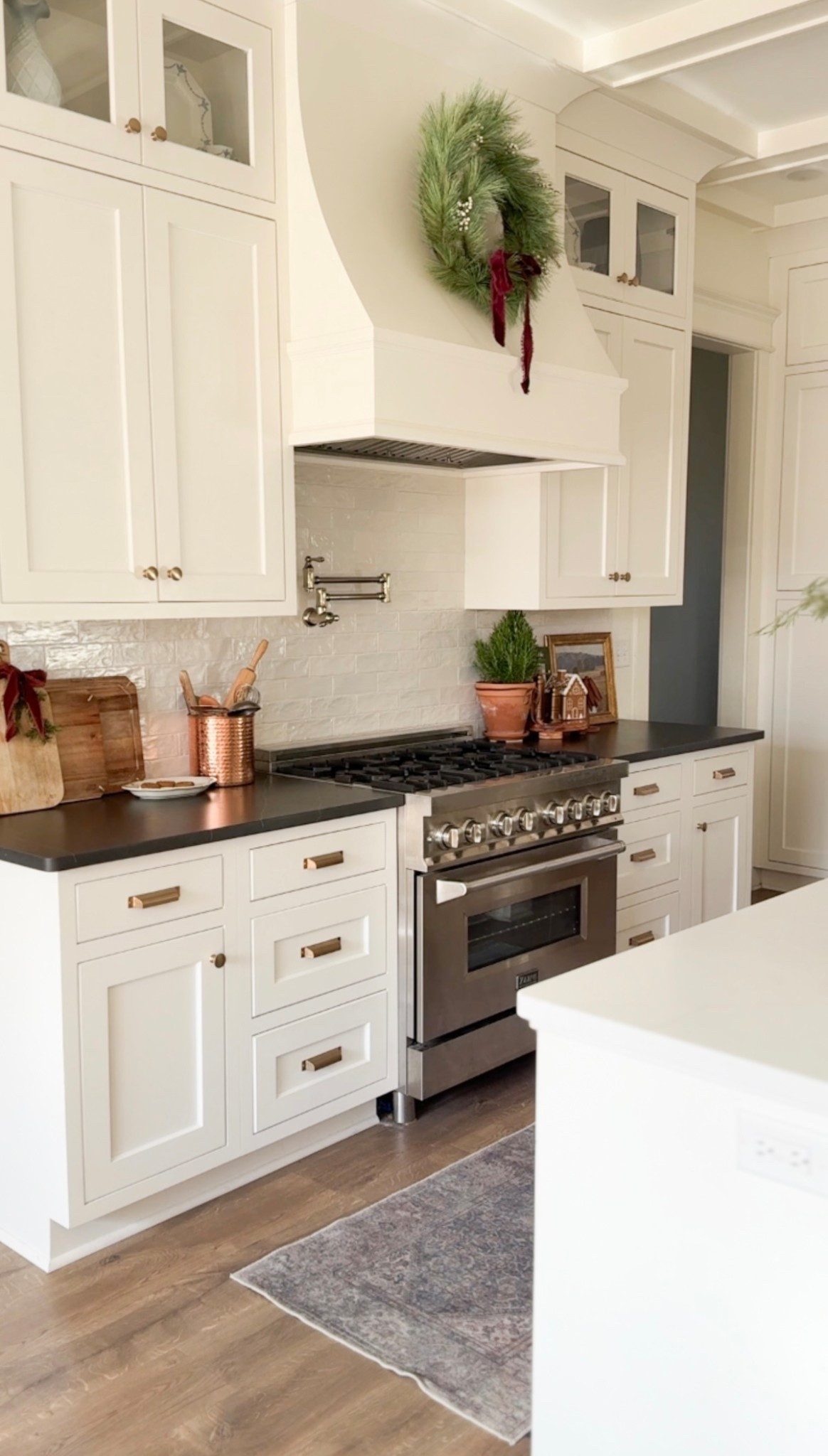 This Christmas we added a wreath to our vent hood, and it brings such a simple, festive touch to the kitchen. I added a velvet ribbon for a little warmth and softness. I’ll link it along with our other kitchen decor and sources below.

#LTKHome #LTKHoliday #LTKSeasonal