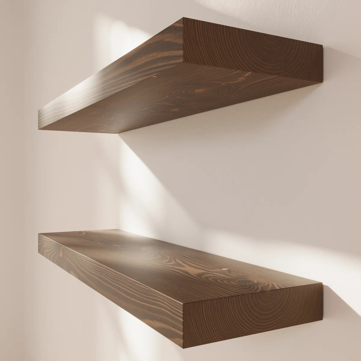 Solid Wood Floating Shelves, Wooden Shelves for Wall Storage (Set of 2) | Wayfair North America