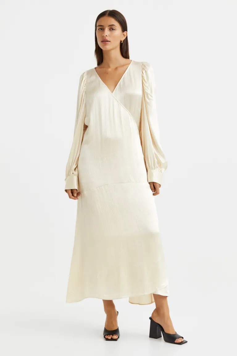 Voluminous Wrap Dress - Cream - Ladies | H&M US | H&M (US + CA)