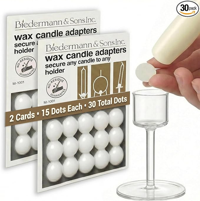 Biedermann & Sons Round Wax Candle Adapters Pellets, White, 0.5 Inch - 2 Cards, 30 dots | Amazon (US)